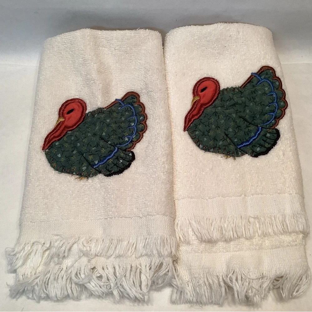 Lot Of 7 Vintage Holiday Appliqué Finger Towels Thanksgiving Halloween Easter